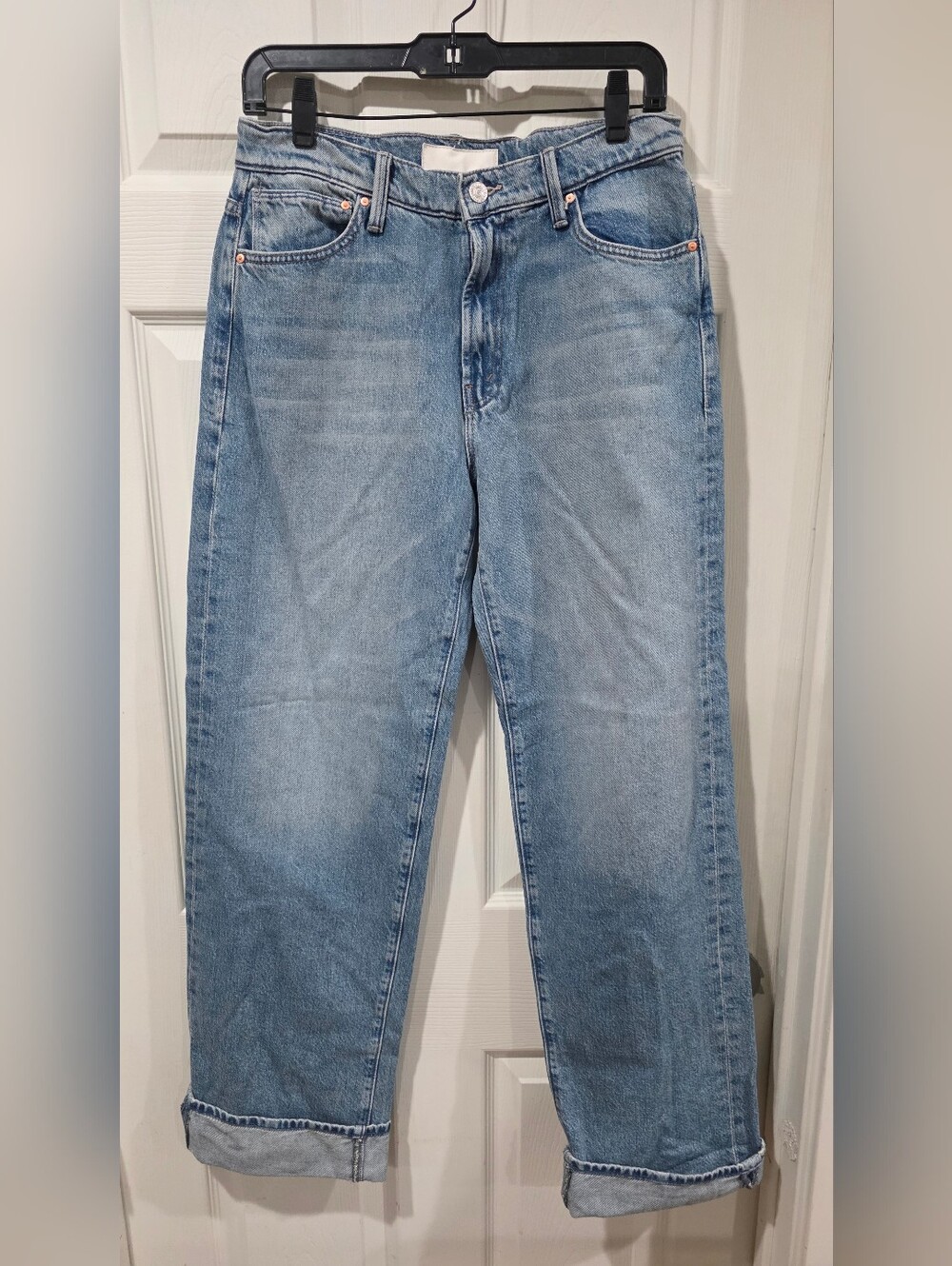New Mother Dodger Skimp High Waist Cuffed Hem Wide Leg Jeans - Picture 2 of 7